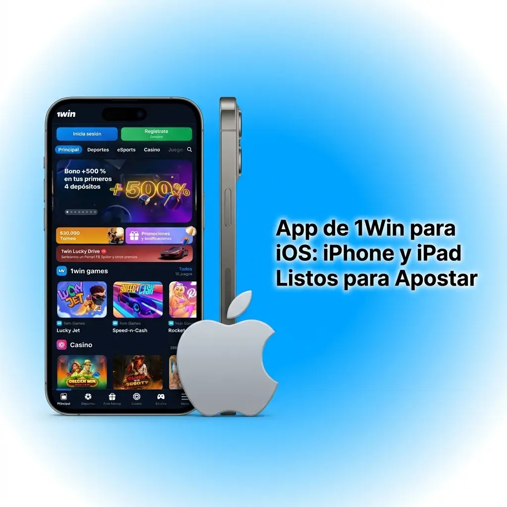 App de 1Win para iOS en iPhone y iPad con apuestas deportivas, casino en vivo y pagos seguros