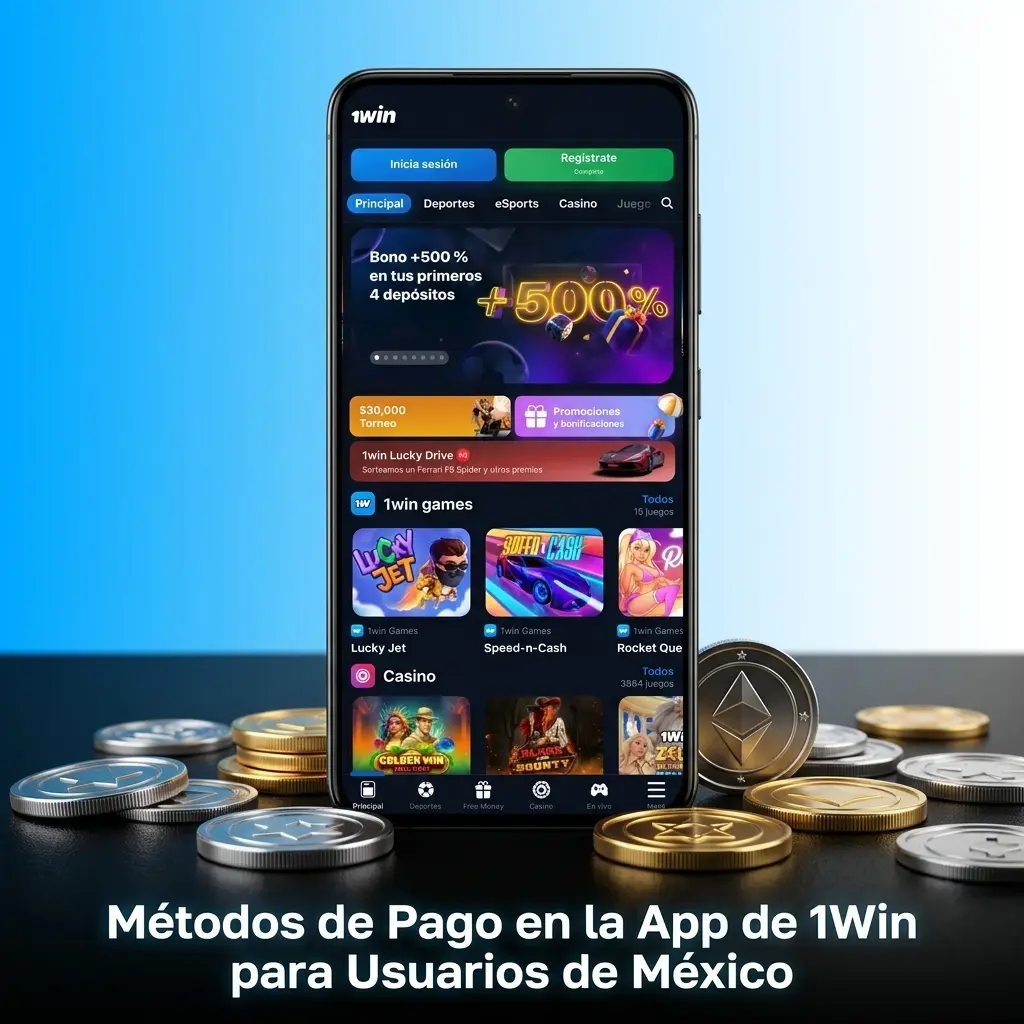 Métodos de pago en app 1Win México: Visa, OXXO, BBVA, criptomonedas y más. Depósito mínimo 50 MXN.