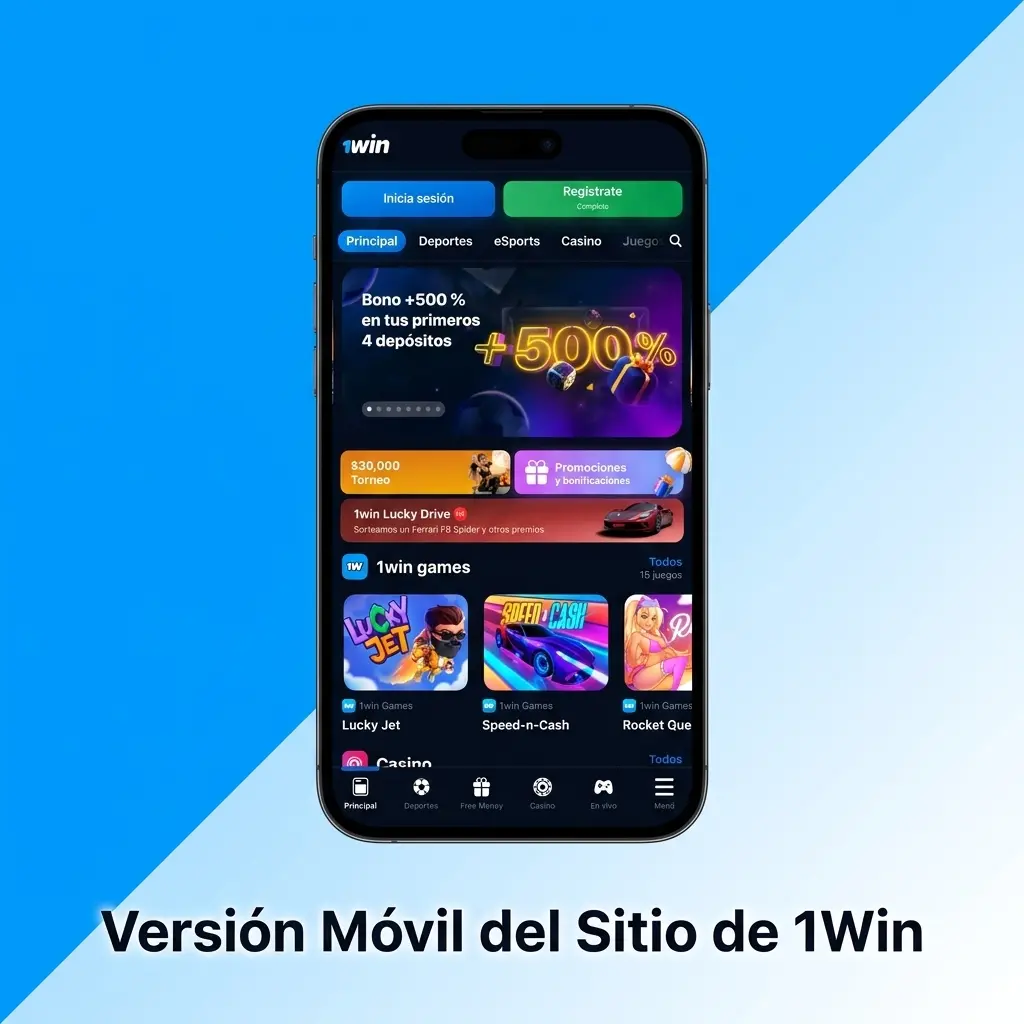 Versión móvil del sitio 1Win optimizada para smartphones y tablets, con apuestas, casino y pagos sin descargar apps